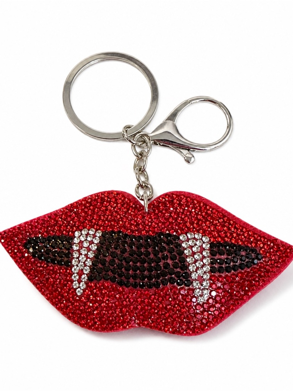 Rhinestone Red Lips Keyring bag backpack charm crystal